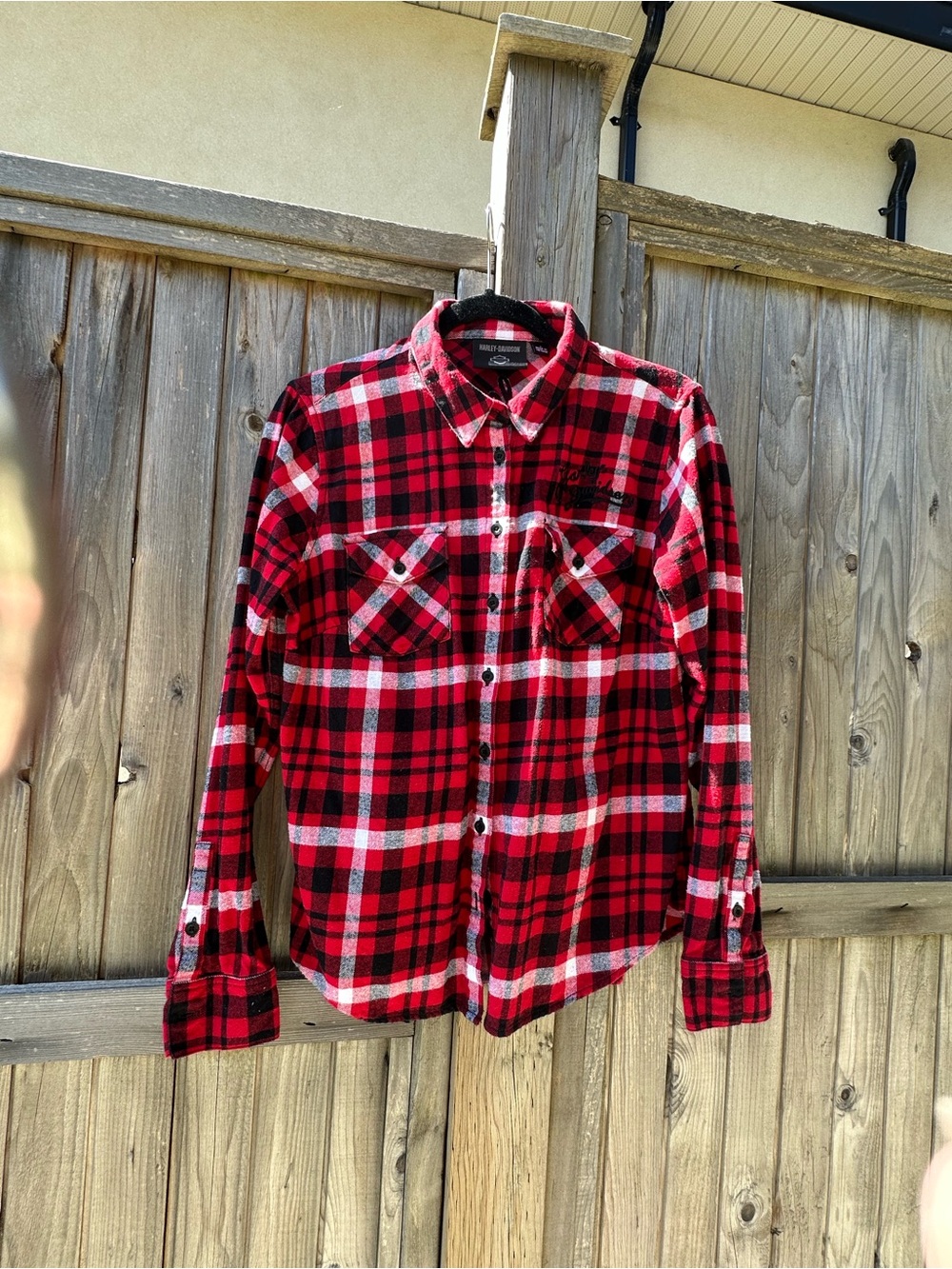 Harley-Davidson Red and Black Plaid Button-Down Shirt